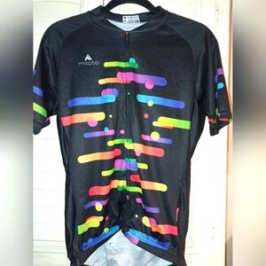 Miloto Black Cycling Jersey with Colorful Stripes Size Xl